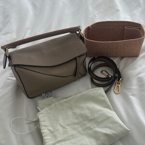 Authentic Loewe Small Puzzle Bag Small (sand/mink) with organizer